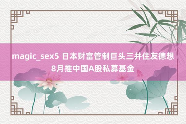 magic_sex5 日本财富管制巨头三井住友德想8月推中国A股私募基金