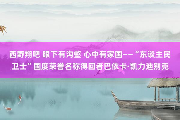 西野翔吧 眼下有沟壑 心中有家国——“东谈主民卫士”国度荣誉名称得回者巴依卡·凯力迪别克